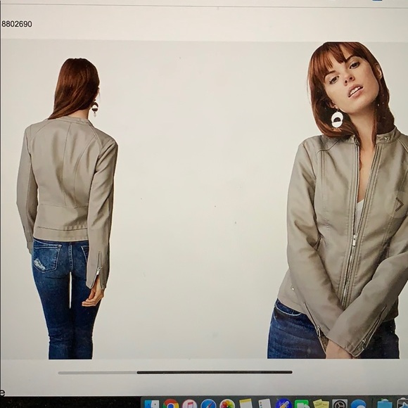 WORN ONCE express leather jacket in gray/taupe😍😎 - Picture 1 of 4